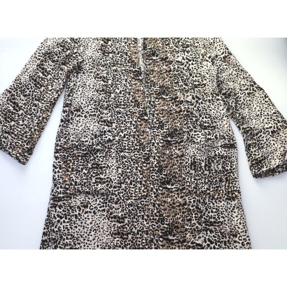 Wild Honey Womens Leopard Print Open Front Duster Jacket Vintage Safari Chic - Picture 2 of 9